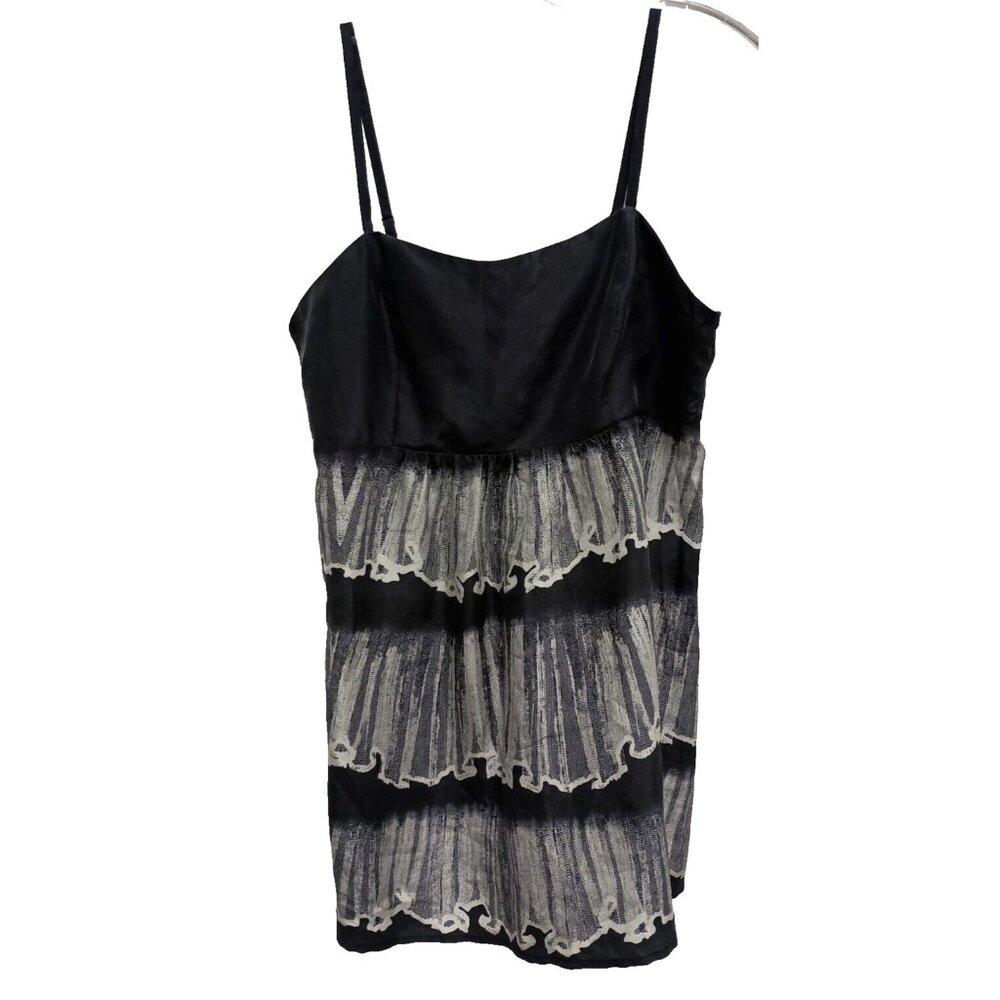 CAbi Black and Cream Lace-Trim Camisole Dress